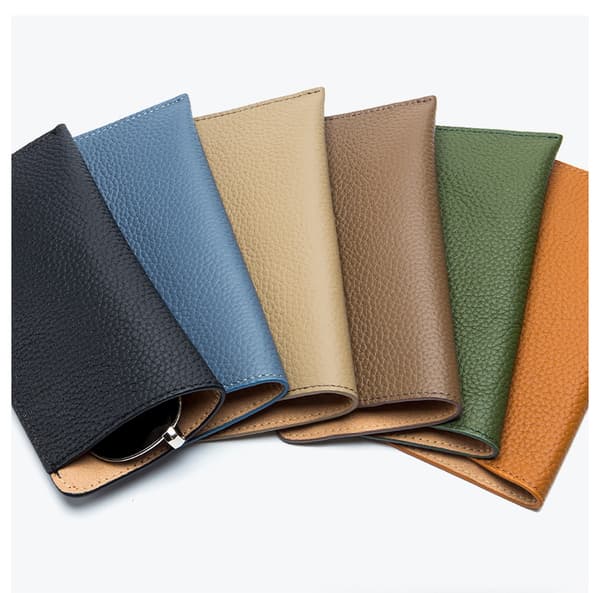 Leather Glasses Case, Soft Leather Presbyopia Myopia Sunglasses Case - Khaki