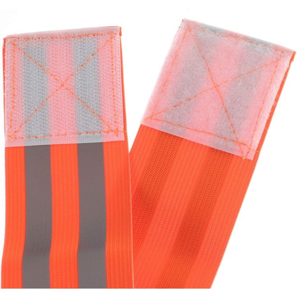 Orange 6X elastiske reflekterende armbånd, sikkerhedsrefleksbånd til gåture, cykling, hund, gåture, jogging, cykling, justerbar høj