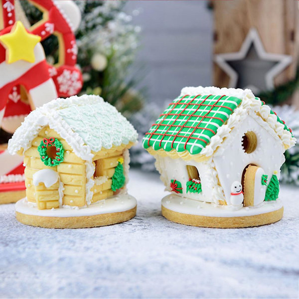 Plast Christmas Cookie Cutter Sett 3d Mini pepperkakehus Cookie Cutter KitM