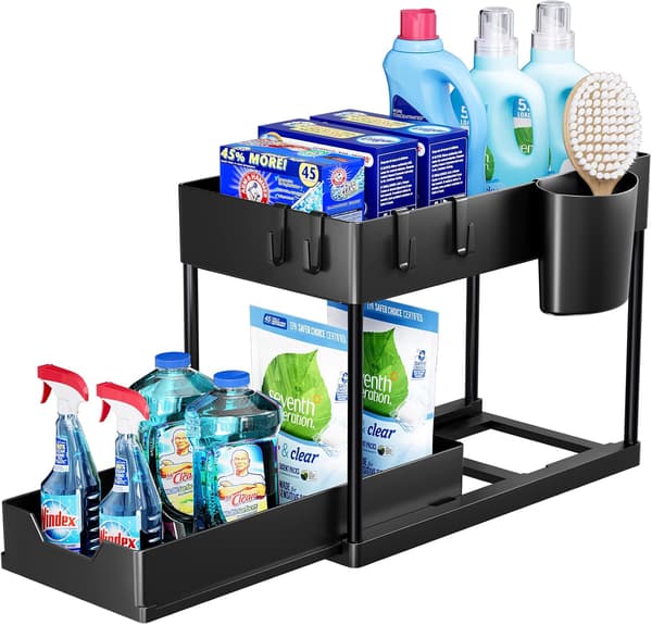 2-tier shelf under sink, countertops, multifunctional