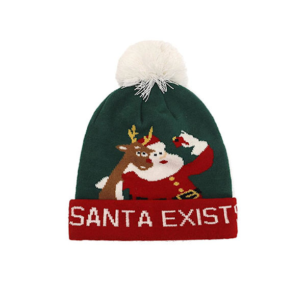 Børne Jule Sequin Santa Claus Strikket Hat Tegneserie Rensedyr Vinter Varmt Langt Halstørklæde Rød Elg