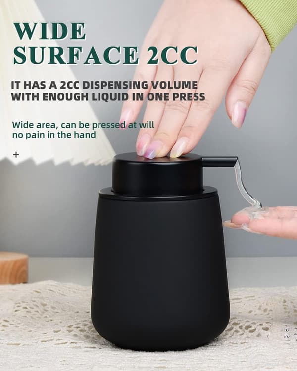 1-pak - Sort - Sæbedispenser - Lotionflaske - med - Stor - Pumpe - 400ml - Egnet - Badeværelse - Bruser - Keramik - Moderne