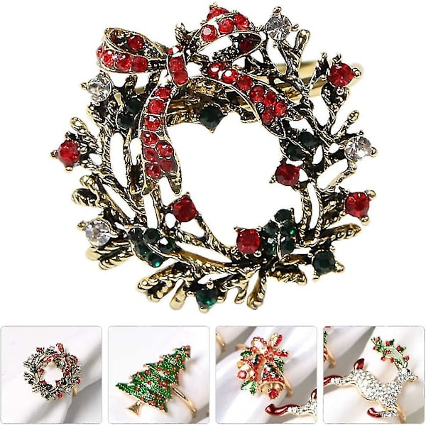 Rings Julservietthållare Semester Servett Ring Cirkel För Jul Thanksgiving Festtillbehör ( 12pcsgold )