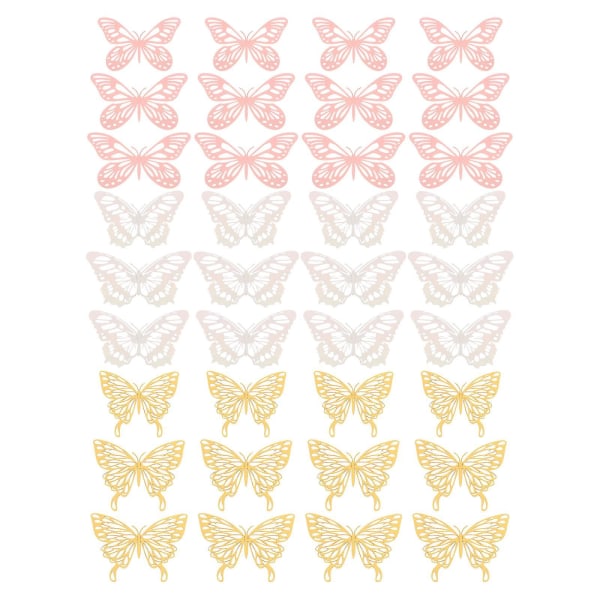 36st metallliknande väggdekorationer ihåliga fjärilar dekaler Bedroom väggdekoration