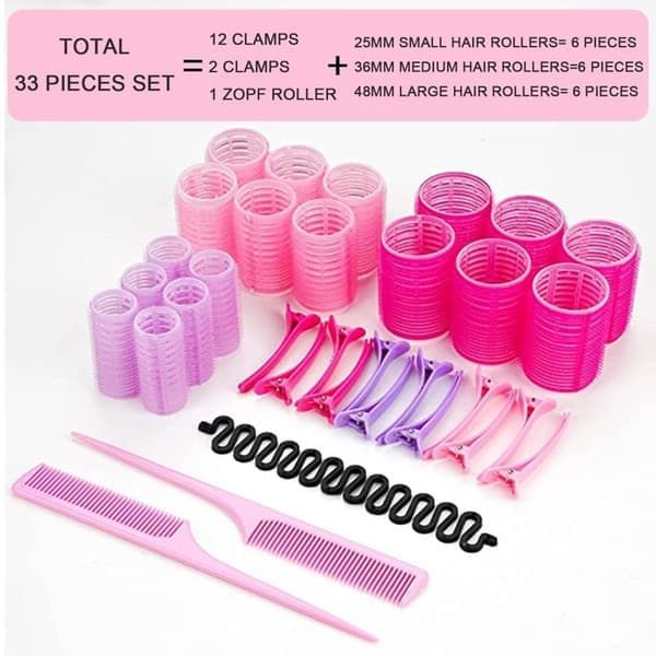 25-pack Hårrullar, Clips, Kam med Delare, Hårrullare Papiljotter