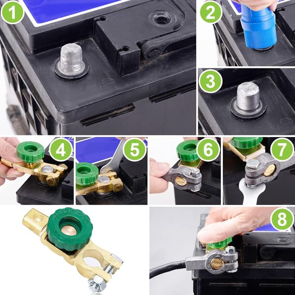 12V 24V Battery Disconnect Switch Car Battery Terminal Disconnect Switch Connector with Green Knob