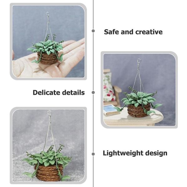 3 stk Miniatyrpynt Møbler Tiny House Plante Dekor Mini Harpiks Plante Dekor Grønn 6.5X2.5CM Green 6.5X2.5CM