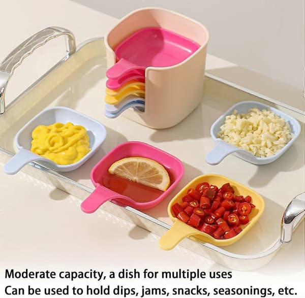 Dip Bowls with Handles, Reusable Stackable Sauce Containers, Dishwasher Safe Spice Set, 6 Pcs