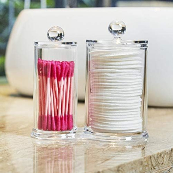 1 stk Bomuldsboks 2 Runde Bokse Transparent Akryl Makeup Opbevaring til Vatpinde