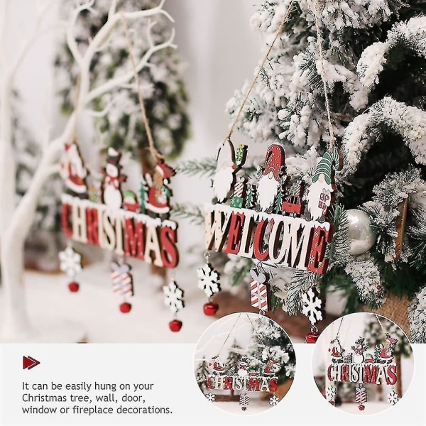 Julehængende dørskilt Snemand Julemand velkommen krans skilte med dørklokke Juletræ hængende dekorationer til ferie hoveddør Vinter Decormulticol
