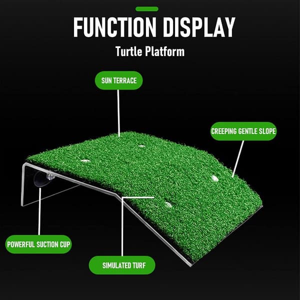Turtle Basking Platform, Turtle Ramp Reptile Ladder Resting Terrace, Simulation Grass Turtle Ramp for Turtle Tank (Size: S)