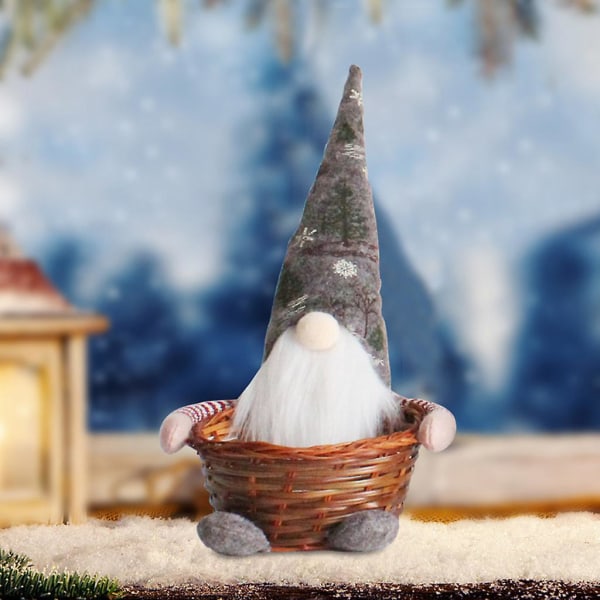 Grå hatt Jultomte Ansiktslös Docka Godis Korg Tomte Svensk Tomte Presentarrangör Behållare Julparty Dekoration Grå hatt