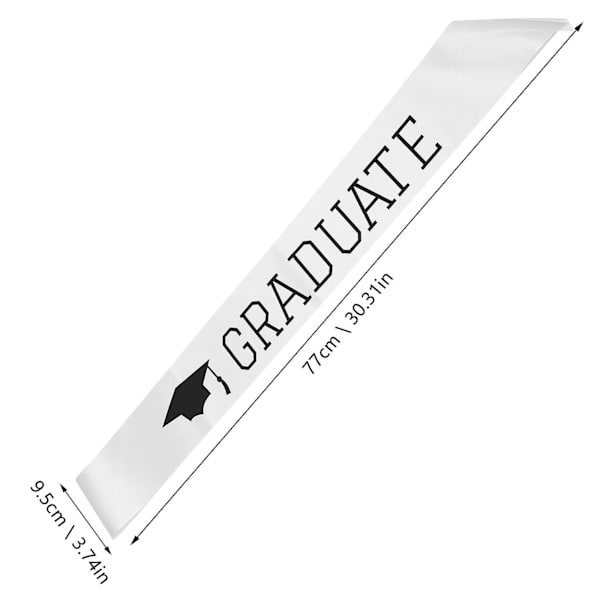 3 stk. Graduation Etikettebælte Kreative Skulderstropper 2021 Graduation Supplies Hvid 77X9.5CM White 77X9.5CM