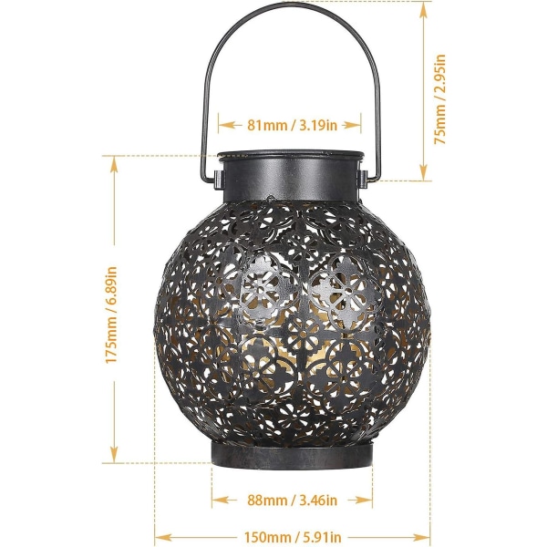 Solcelled Utendørs Lanterne Dekorativ Hengelampe Lys Utenfor Patio Bordlampe Metall Vanntett Hagegård Gang Terrasse Plen Ip44 Vanntett