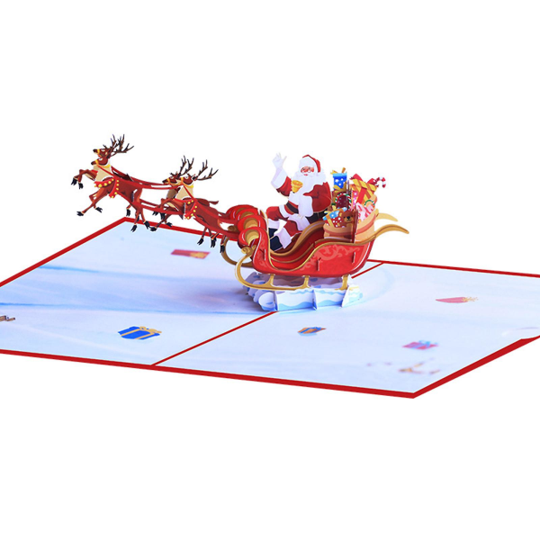 Christmas Greeting Card 3D Pop Up Christmas Greeting Card Flying Deer Cart Holiday Greeting Card