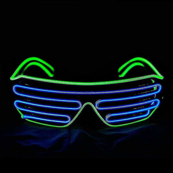 Lasit Blink Led Aurinkolasit Valoavat 80-luvun Vaatteet, Edm, Juhlat Rb03 (Vaaleanvihreä-sininen) (1kpl)