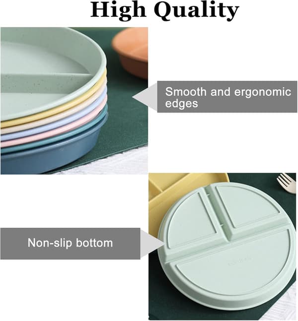Two 9-inch Serving Platters, Divider Design, Dishwasher and Microwave Safe (Blue and Green)