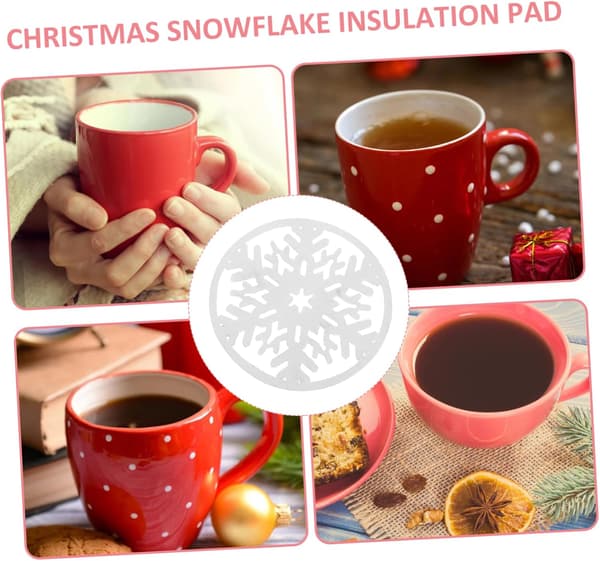 Christmas Snowflake Coasters 6-pack Round Felt Mug Coasters