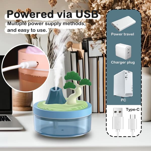 Coconut Mini Humidifier - 320ml Portable Cool Mist with 2 Modes, Rechargeable for Home, Office & Nursery
