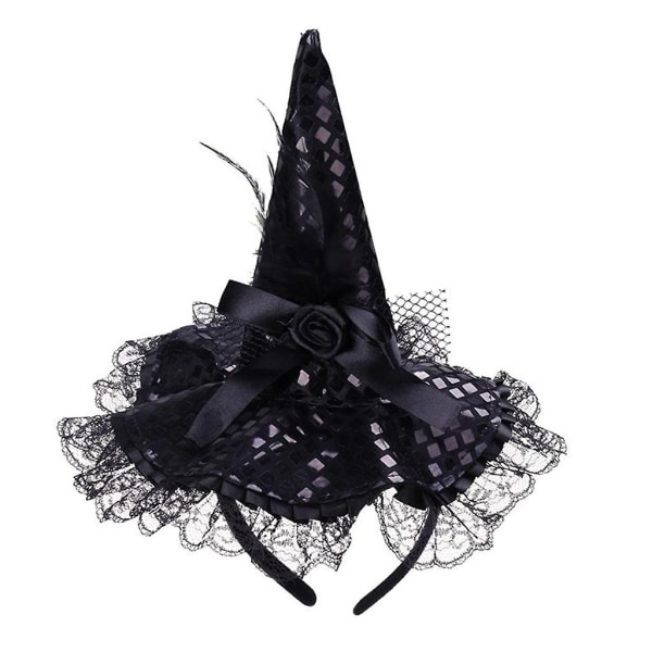 Halloween heks spiss rhinestone dekorativ lue veiviser lue maskerade hodeplagg Svart