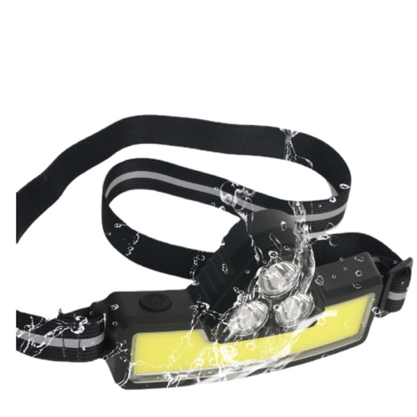 Foldbar LED-hodelykt med 3 moduser, vanntett, 3-trinns dimming, arbeidslys, hodebånd, lommelykt
