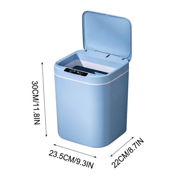15l smart søppelbøtte automatisk sensor søppelbøtte Elektrisk avfallsbeholder Vanntett søppelkurv for kjøkken B Blue