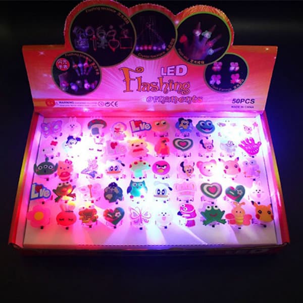 Lysende Ringe LED Diamant Blinkende Fingerring til Børn B stk