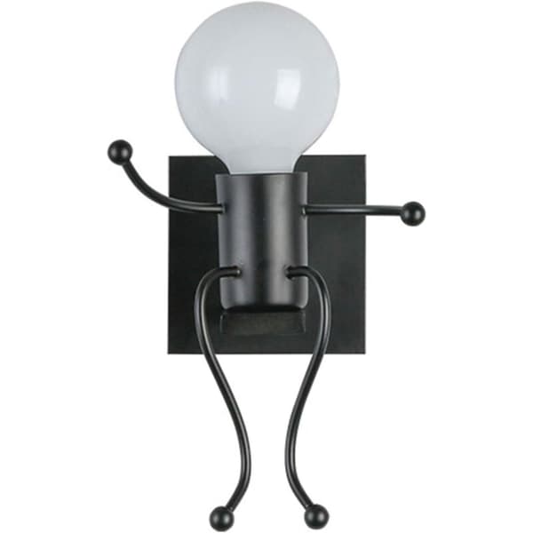 Creative Beautiful Dwarf Industrial Retro Black Metal E27 Wall Lamp (Sitting) [Energy Efficiency Class A]