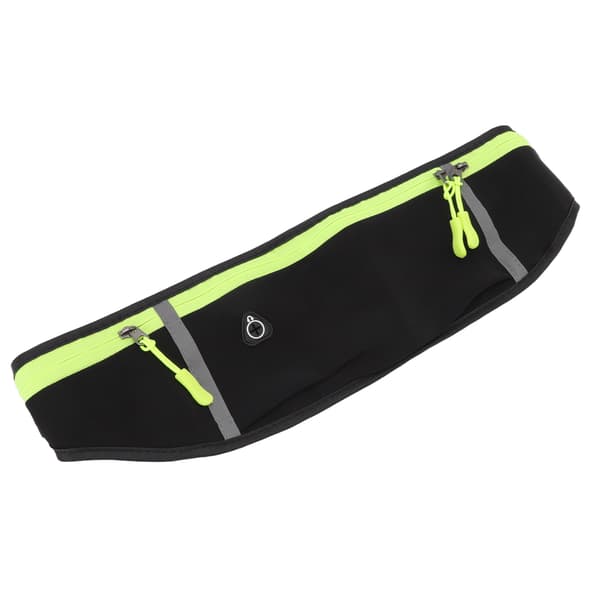 Fitness Waist Bag Three Storage Compartments Earphone Hole Durable Running Cycling Hiking Black