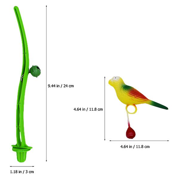 1 Sæt Fugleperches Legetøj Fuglebur Stativ Papegøjer Perch Legetøj Med Simuleringsfugl Sjov Fugle Legetøj Grøn Green 24x3cm