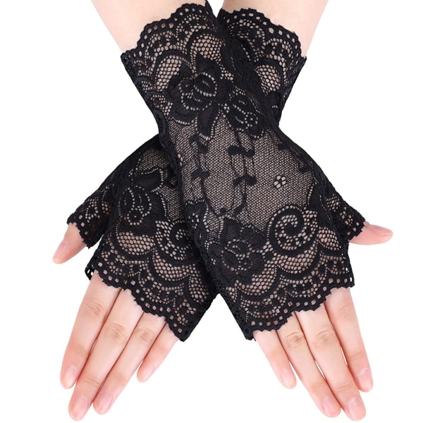 Pairs Women's Lace Gloves Floral Fingerless Gloves Prom Gloves for Wedding Party Costume Accessories