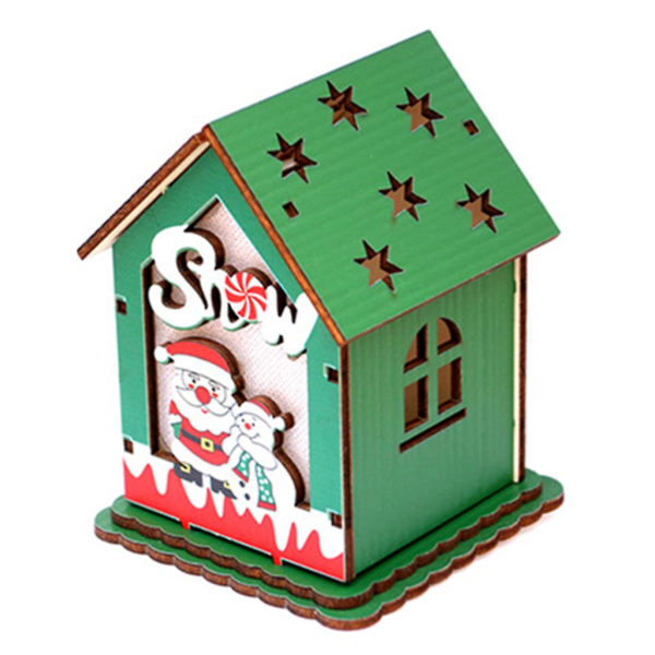 LED Log Cabin Log Hus Julepynt Snemand Hjorte Julemand Ornament F