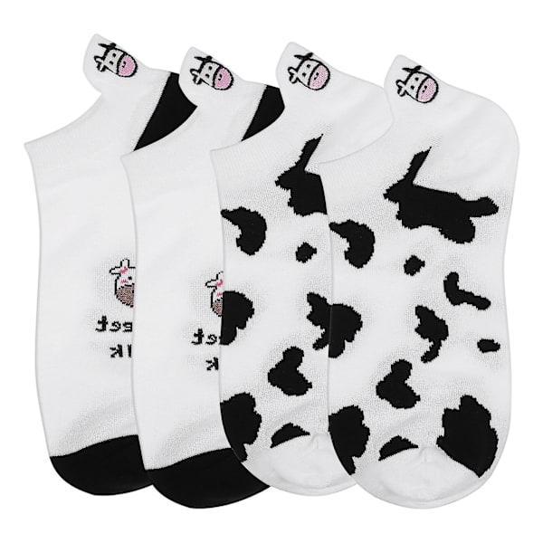 Kesyoo 2 Par Cartoon Ko Ankle Socks Låga Strumpor Flickor Korta Strumpor Kreativa Roliga Nyhetssockor