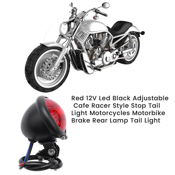 Rød 12V LED Svart Cafe Racer Baklykt Kompatibel Chopper Bobber