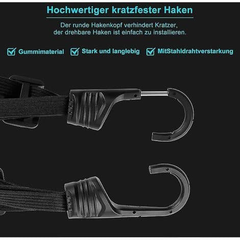 Pieces Luggage Strap with Double Hook for Bicycle/Motorcycle, Elastic Adjustable Luggage Strap, Flat Strap with Hooks, Motorcycle Accessories