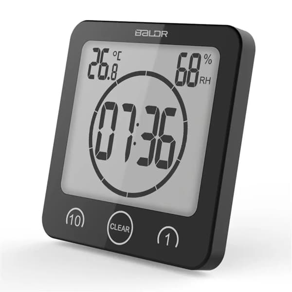 Baderomsklokke, Dusj Timer Alarm Digitale Klokker, Grå