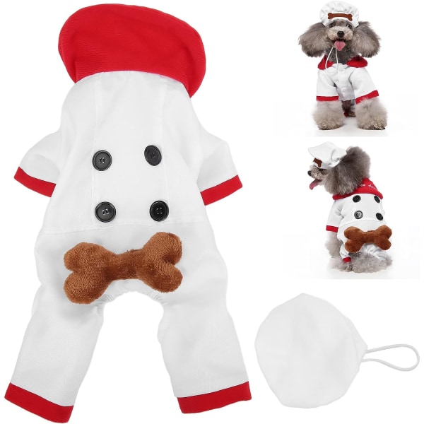 Hundeklær, kokkdesign Hundekostymedress Jul Halloween Utkledning Festklær for hunder Valp Katter