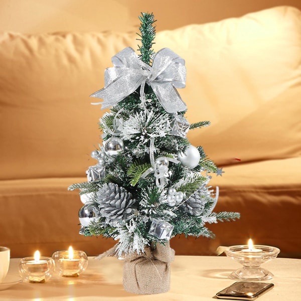 Mini kunstige juletrær julebord dekorasjon tresett bord juletre , til julebord dekorasjoner sølv Silver