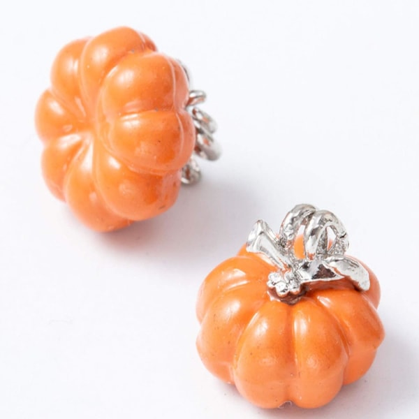 12 stk Halloween Pumpkin Charms 3D Orange Pumpkin Charms Emalje Metallanheng Halloween Charms for øredobber Armbånd Ne