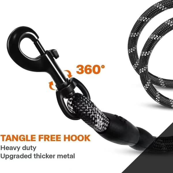 Durable Dog Leash 1.5m Reflective Padded Handle for Medium and Large Dogs Black