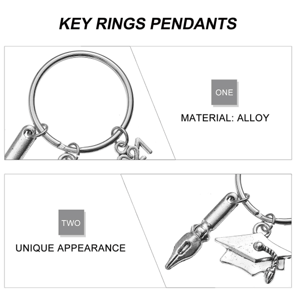 4 stk. Stilfulde Graduation Bachelor Nøglering Gave Nøglering Taske Vedhæng 6x4x0.5cm 6x4x0.5cm
