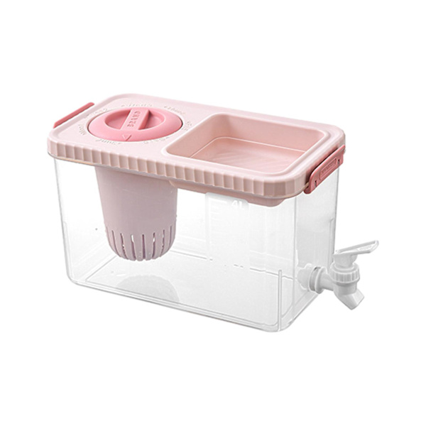 4L Stor Kapacitet Plastik Drikkedispenser, Drikkedispenser Med Hane Is Limonade Juice Beholder Pink