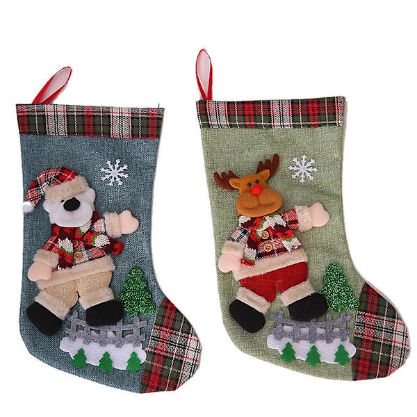 Stor Julstrumpa Julstrumpa Ornament 16 Tum Santa Snögubbe Rensa Strumpan Presentpåse för Semester Heminredning Rag Snögubbe