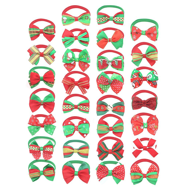 20pcs Christmas Dog Bow Tie Puppy Cat Bow Tie Collar Holiday Holiday Party Pet Grooming Decoration AccessoriesRed