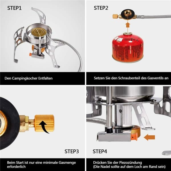 Foldable Windproof Camping Gas Stove with Piezo Ignition