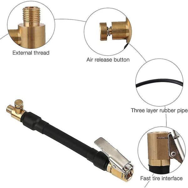 Bil Däckventiladapter, Däckpumpslang med 2 Mässingsmunstycken