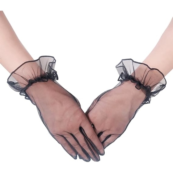 Svart - Korta handskar för kvinnor för bal, tekalas och bröllop