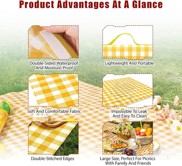 2M*2M Picnic Blanket, Waterproof Picnic Mat, Foldable Picnic Mat with Handle