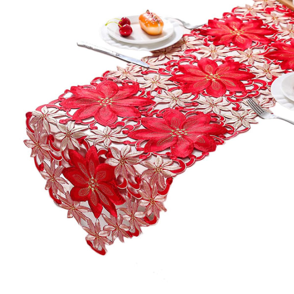 38*176cmRedCoffee Table Christmas Embroidery Tablecloth Christmas Placemat Decoration38*176cmRed