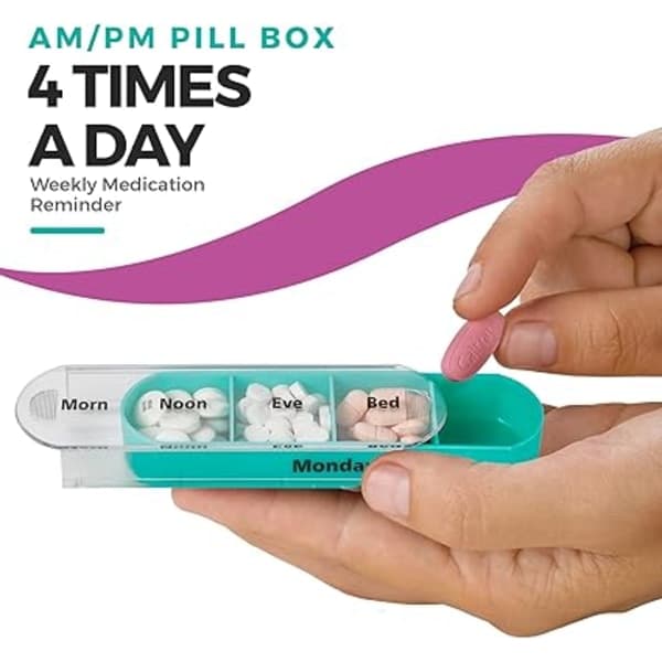 ##/Black/Black Weekly Pill Box1 Dispenser7 Stackable Compartments##/
